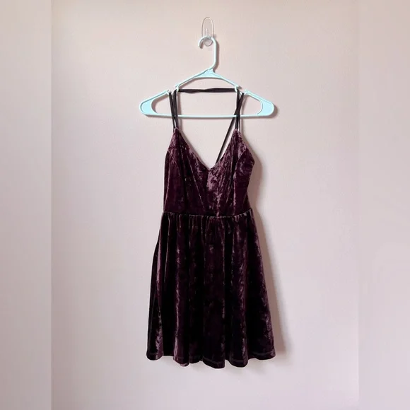 burgundy velvet skater dress Plum Velvet Skater Dress – AX Paris US main image 1